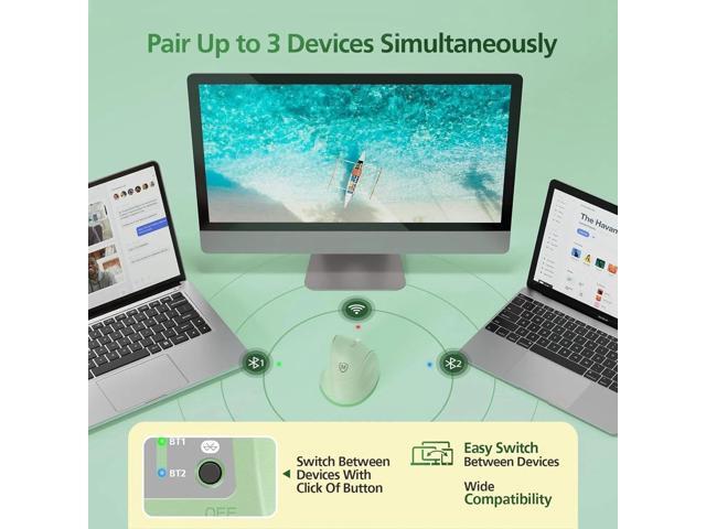 Micropack Ergonomic Vertical Wireless Bluetooth Mouse for Laptop MacBook PC Rechargeable Silent Click 3-Mode Multi-Device 2.4G Adjustable DPI...