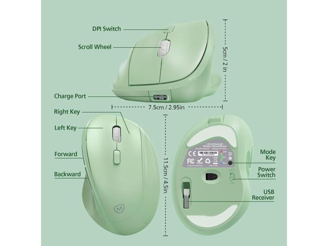 Micropack Ergonomic Vertical Wireless Bluetooth Mouse for Laptop MacBook PC Rechargeable Silent Click 3-Mode Multi-Device 2.4G Adjustable DPI...