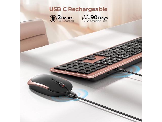 seenda Wireless Keyboard and Mouse Combo, Rechargeable Quiet Keyboard Mouse, Sleek and Ultra Thin Design, Full-Size with Number Pad for Windows,...