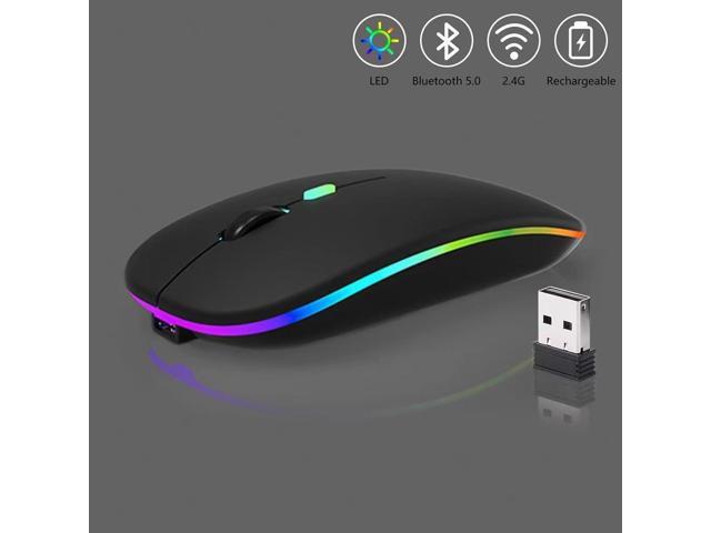10 Pack Wireless Bluetooth Mouse,LED Dual Mode Rechargeable Silent Slim Laptop Mouse,Portable(BT5.2+USB Receiver) Dual Mode Computer Mice,for...