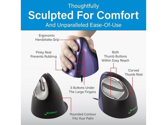 Evoluent Inventor of The Vertical Mouse VM4S Ergonomic Vertical Mouse Right Hand Small Wired USB, Sculpted for Comfort, Reduces Wrist Strain, 4...