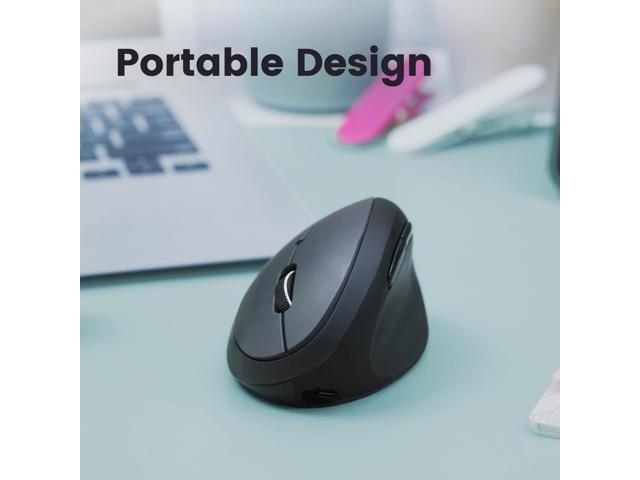 Perixx PERIMICE-819B Bluetooth Portable Vertical Mouse - Wireless 3-in-1 Multi-Device Spec - Silent-Click - Portable Compact Size - Black - Right...
