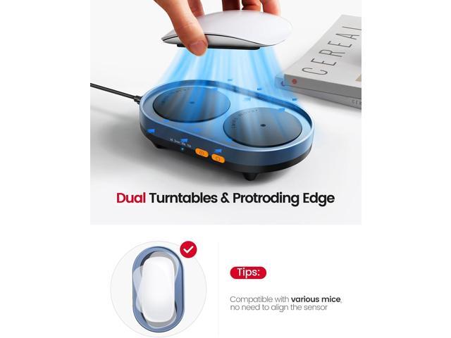 Vaydeer Dual Turntable Mouse Mover, Turbo 3 Mouse Jiggler with Adjustable Intervals, ON/Off Switch, Undetectable & Noiseless Mouse Shaker Simulate...