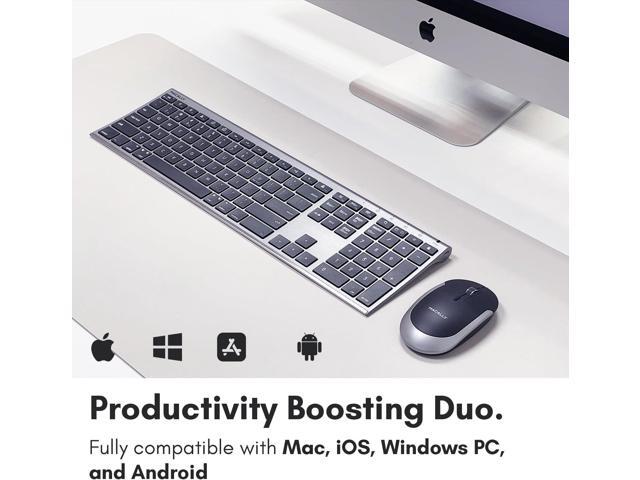 Macally Premium Bluetooth Keyboard and Mouse for Mac Compatible Wireless Apple Keyboard and Mouse Combo (110 Keys Multi-Device Rechargeable) for...