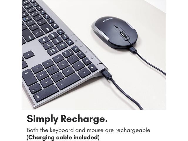 Macally Premium Bluetooth Keyboard and Mouse for Mac Compatible Wireless Apple Keyboard and Mouse Combo (110 Keys Multi-Device Rechargeable) for...