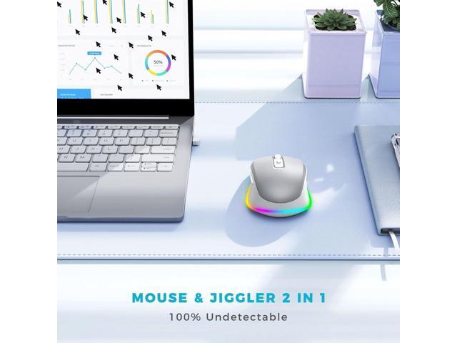 PEIOUS Wireless Mouse Jiggler - LED Wireless Mice with Build-in Mouse Mover, Rechargeable Moving Mouse for Laptop with Undetectable Random Movement...