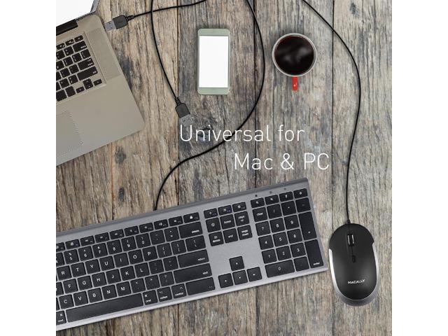 Macally Silent Wired Mouse - Slim & Compact USB Mouse for Apple Mac or Windows PC Laptop/Desktop - Designed with Optical Sensor & DPI Switch -...