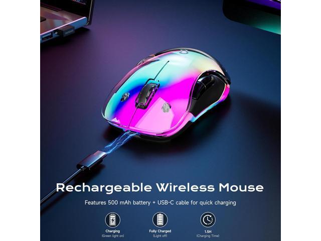 memzuoix 2.4G LED Wireless Mouse, Rechargeable Ergonomic Mouse with Detachable Cover, 1200 DPI Portable Optical Computer Mouse with USB Receiver...