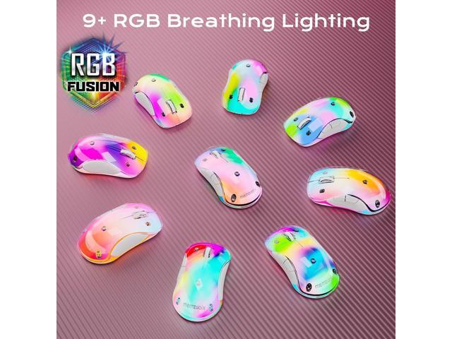 memzuoix 2.4G LED Wireless Mouse, Rechargeable Ergonomic Mouse with Detachable Cover, 1200 DPI Portable Optical Computer Mouse with USB Receiver...