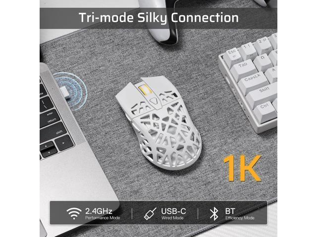 LTC GM023 Tri-Mode Wireless Gaming Mouse, 79g Ultra-Light Honeycomb Ergonomic Gaming Mouse, 2.4Ghz/BT/Wired, 6-Level DPI 4800, 6 Programmable...