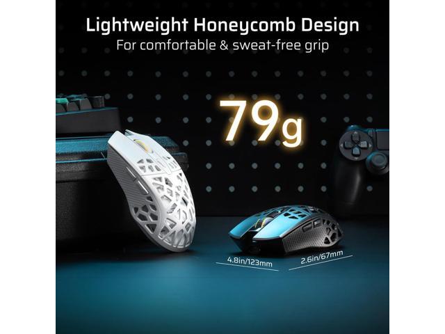 LTC GM023 Tri-Mode Wireless Gaming Mouse, 79g Ultra-Light Honeycomb Ergonomic Gaming Mouse, 2.4Ghz/BT/Wired, 6-Level DPI 4800, 6 Programmable...