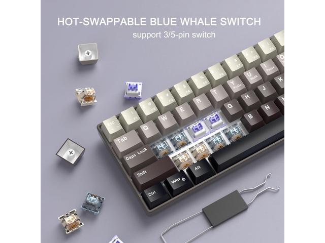 MageGee Portable 60% Mechanical Gaming Keyboard, Hot Swappable Blue Whale Switch, RGB Backlit Compact 68 Keys Mini Wired Gradient Custom Keyboard...