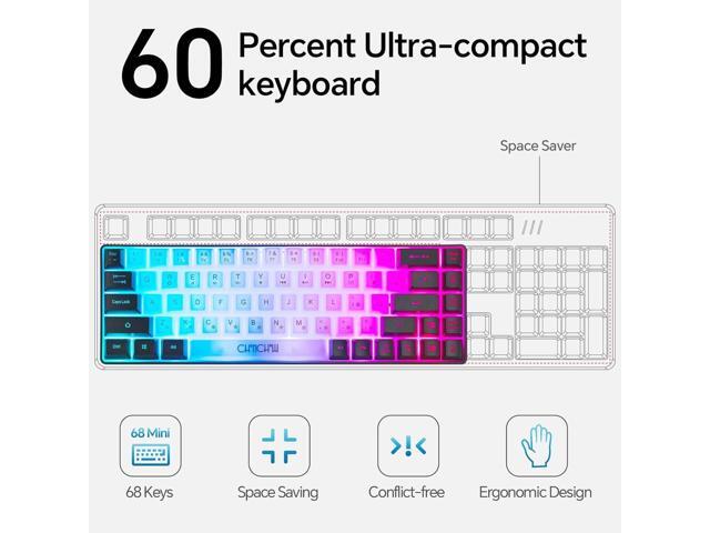 CHONCHOW Mini RGB 60% Gaming Keyboard, 68 Keys Small Compact USB Wired Rainbow Light Up Backlit Gaming Keyboard for Xbox PS4 PS5 PC Laptop...