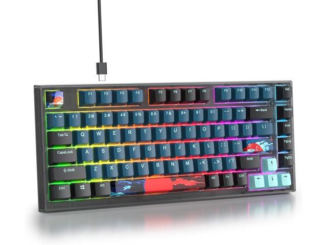 75% Percent Keyboard Programmable,82 Keys Wired Hot-swappable RGB Mechanical Gaming Keyboard Gasket Mount with White Switches for Mac/Win (75%.