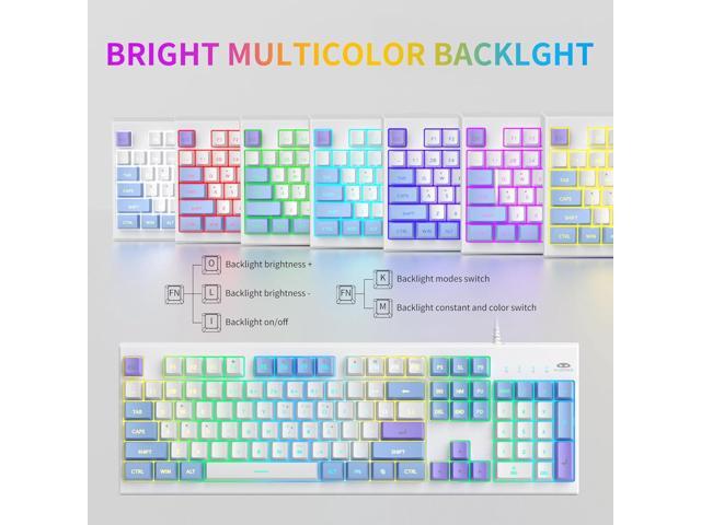 MageGee Creamy Keyboards,K2 Classic Keyboard Wired RGB Backlit 104 Keys Waterproof Ergonomic Keyboard,PC Keyboards for PC/loptop/MAC - Lris Violet