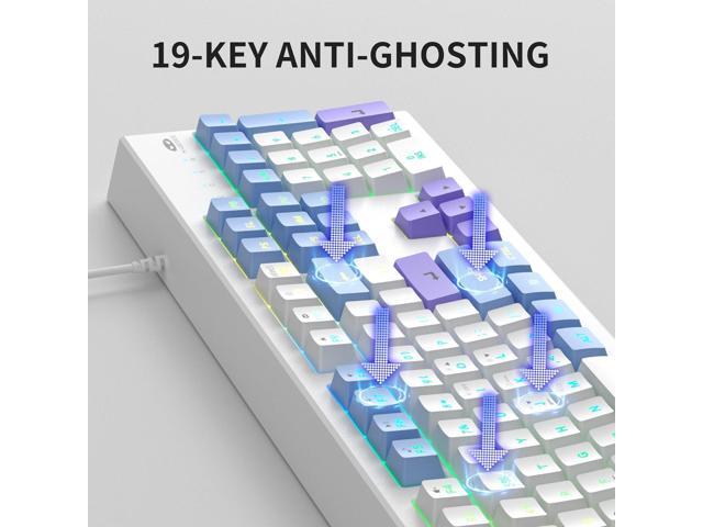 MageGee Creamy Keyboards,K2 Classic Keyboard Wired RGB Backlit 104 Keys Waterproof Ergonomic Keyboard,PC Keyboards for PC/loptop/MAC - Lris Violet