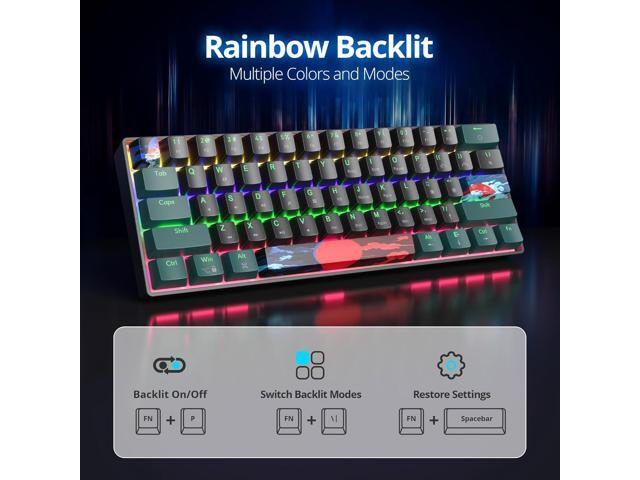 60 Percent Gaming Keyboard 61 Keys Mechanical Keyboard Rainbow Backlit Ultra Compact Wird Keyboard with Red Switches for Win Ps4/5 Xbox(61 Green)