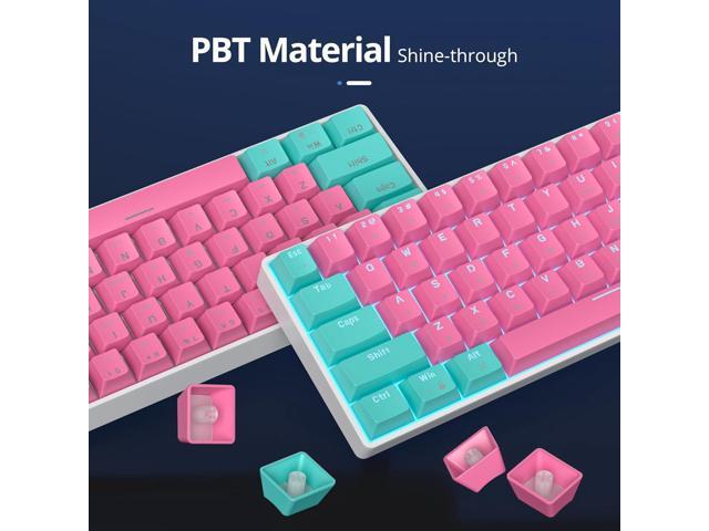 surmen 60% Percent Gaming Keyboard Mechanical with Linear Red Switch, 61-Keys Pink Mini Gaming Keyboard LED Light Backlit PBT Keycaps for Laptop,...