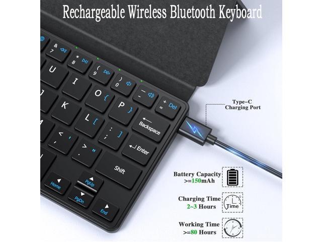 Universal Wireless Keyboards Ultra Light Portable Mini Keyboard with Adjustable Angle Stand & Leather Case,Computer Keyboards Rechargeable Travel...