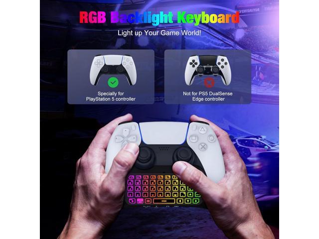 MoKo RGB Backlight Keyboard for PS5 Controller, Bluetooth Wireless Mini Gamepad Chatpad for PlayStation 5 with Upgraded Built-in Speaker & 3.5mm...