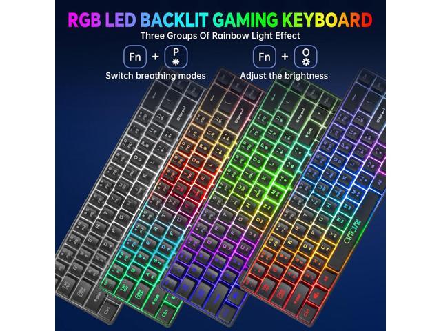 CHONCHOW 60% Wireless Gaming Keyboard and Mouse Combo,LED Backlit Rechargeable 2000mAh Battery, Portable 68 Keys Waterproof Small Compact Keyboard...