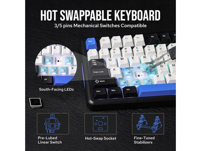 EPOMAKER TH85 QMK/VIA Wireless Gaming Keyboard, BT5.0/2.4GHz/USB-C, Hot Swappable Pre-lubed Custom Creamy Jade Linear Switches, Gasket Creamy...