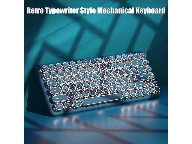 Typewriter Keyboard Wireless 2.4GHz/Bluetooth/USB-C Wired Mechanical Gaming Keyboard Warm White LED Backlit 84-Key NKRO Hot Swappable Green...