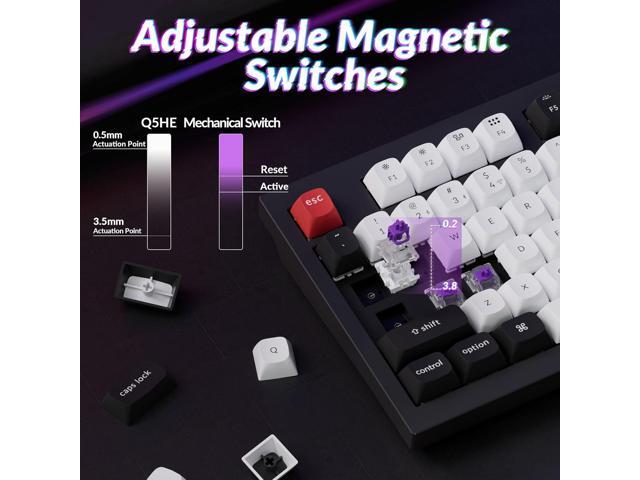 Keychron Q5 HE Rapid Trigger Gaming Keyboard Wireless with Hall Effect Gateron Double-Rail Magnetic Switch Adjustable Actuation, 2.4...