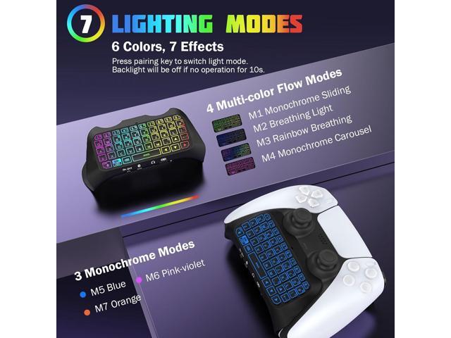 TiMOVO RGB Backlight Keyboard for PS5 Controller, Wireless Bluetooth Keypad Chatpad for PlayStation 5 Controller, Mini PS5 Multi-Color Game...