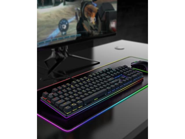 Black Shark RGB Mechanical Gaming Keyboard LED Backlit Wired Keyboard with Red Switches, Fully Programmable, Anti-Ghosting 104 Keys for Desktop PC,...
