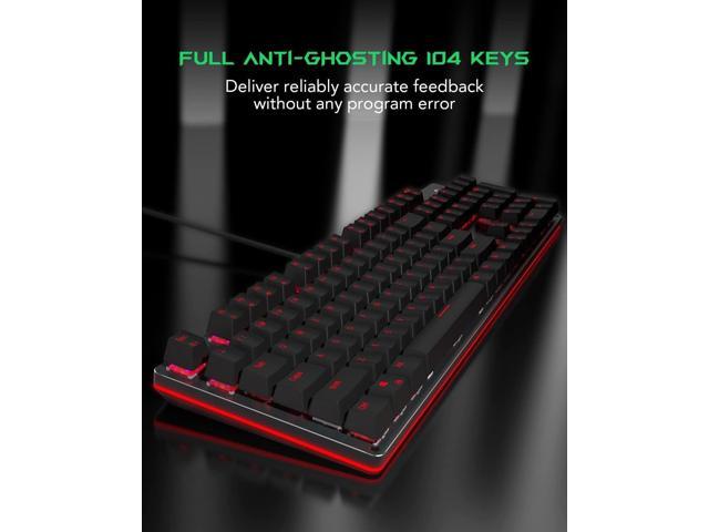 Black Shark RGB Mechanical Gaming Keyboard LED Backlit Wired Keyboard with Red Switches, Fully Programmable, Anti-Ghosting 104 Keys for Desktop PC,...
