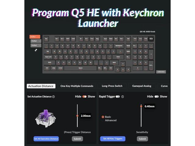 Keychron Q5 HE Rapid Trigger Gaming Keyboard Wireless with Hall Effect Gateron Double-Rail Magnetic Switch Adjustable Actuation, 2.4...