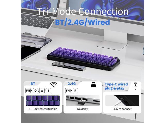 EWEADN GS75 Wireless Mechanical Keyboard ASMR, 75% Gaming Keyboard Gasket Hot Swappable Custom Keyboards with RGB, Knob, PBT Keycaps...