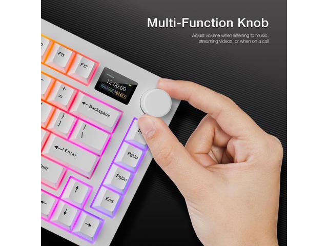 TECWARE Spectre 75% RGB Mechanical Gaming Keyboard with Customizable LCD Screen, Multi-Function Knob, Gasket Mount, South Face 5-Pin Universal...