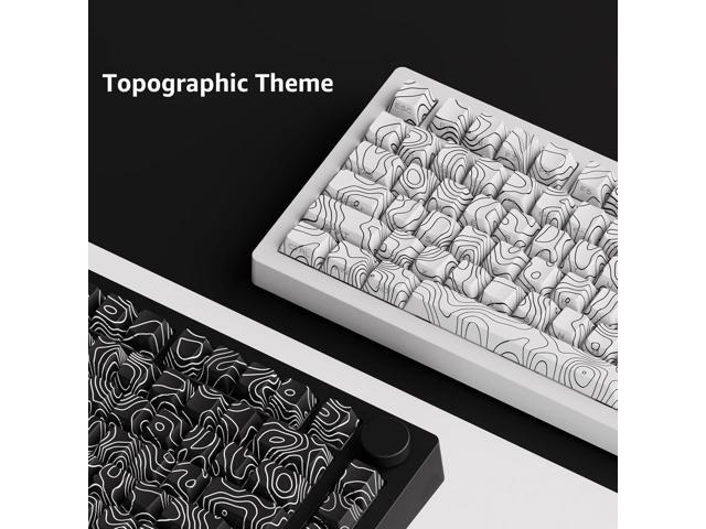 M1 V5 Aluminum Mechanical Keyboard 75% Topographic Theme Quick Release Gaming Keyboard with Knob, 8000 mAH RGB Hot-swappable White Custom Keyboard...