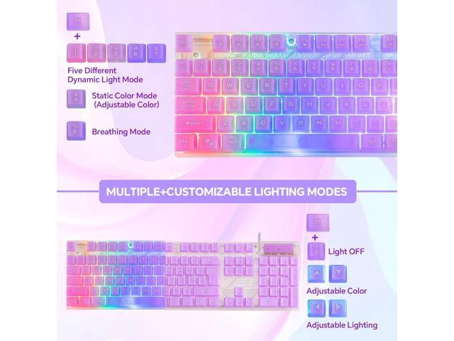 CHONCHOW RGB Gaming Keyboard and Mouse Combo,USB Wired Custom Clear Keyboards, Rainbow LED Backlight Transparent Keyboard Mouse Set for Computer...