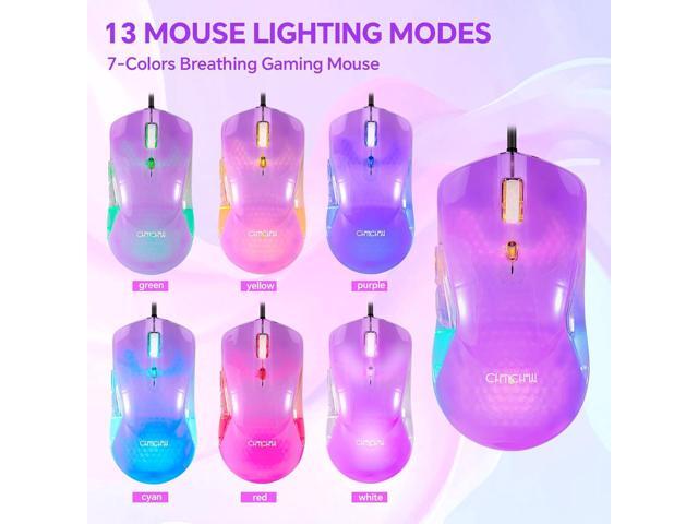 CHONCHOW RGB Gaming Keyboard and Mouse Combo,USB Wired Custom Clear Keyboards, Rainbow LED Backlight Transparent Keyboard Mouse Set for Computer...