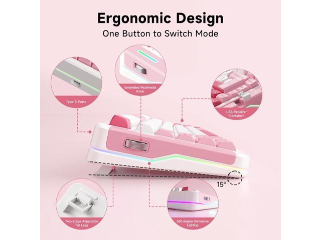 X75 V2 Wireless Mechanical Keyboard Volume Knob, Tri-Mode BT5.0/2.4GHz/USB-C Hot Swappable Custom Keyboards, Linear Switch Creamy Keyboards, RGB...