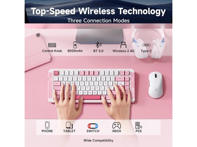 X75 V2 Wireless Mechanical Keyboard Volume Knob, Tri-Mode BT5.0/2.4GHz/USB-C Hot Swappable Custom Keyboards, Linear Switch Creamy Keyboards, RGB...