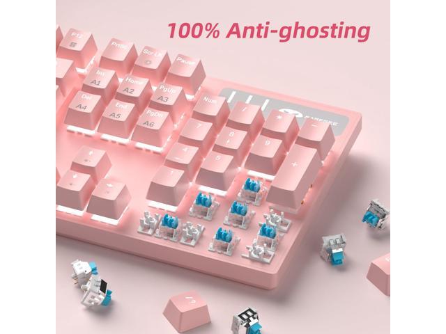 MageGee Pink Gaming Keyboard USB Wired Keyboard, New Mechanical Storm Adjustable Backlight Keyboards Splash-Proof Ideal for PC/Laptop/MAC Game(Pink)