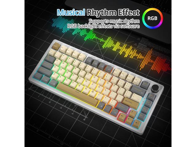 75% Retro Mechanical Keyboard Gasket with Knob, Custom Wired Creamy Gaming Keyboard TKL 75 Percent Hot Swappable RGB Backlit, Pre-lubed Switch for...