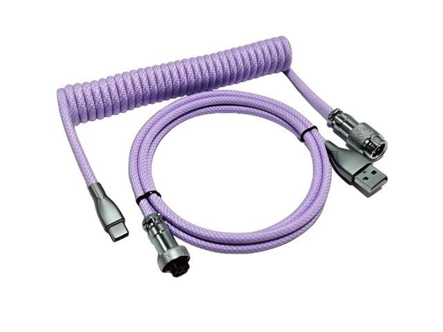 USB C Coiled Keyboard Cable - Gaming Keyboard Coil Cord,Custom Type Braided Mechanical Keyboard Cable with Detachable Metal Aviator Wire, 1.5M...