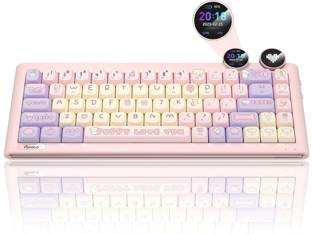 D68 Gaming Keyboard, 68% RGB Hot Swappable Gasket Structure 3-Mode Mechanical Keyboard, Bluetooth Wireless with Linear Switch, PBT Keycaps, Screen...