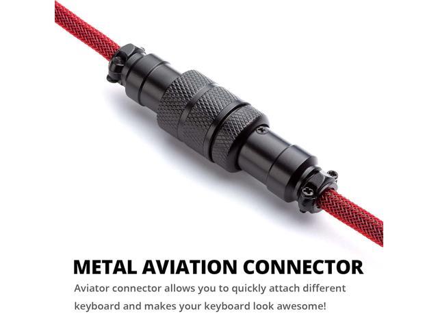 GUNMJO Pro Custom Coiled USB C Cable for Gaming Keyboard, Double-Sleeved Mechanical Keyboard Cable with Detachable Metal Aviator, 1.5M USB-C to...