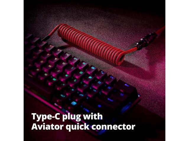 GUNMJO Pro Custom Coiled USB C Cable for Gaming Keyboard, Double-Sleeved Mechanical Keyboard Cable with Detachable Metal Aviator, 1.5M USB-C to...