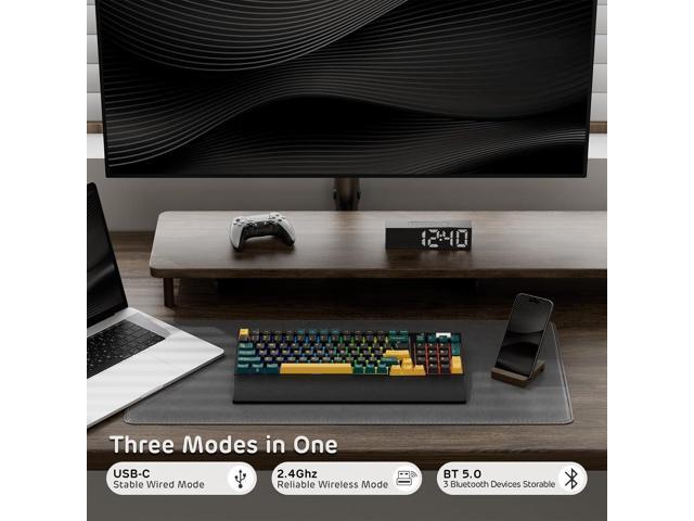 RK ROYAL KLUDGE RK96 RGB Limited Ed, 90% 96 Keys Wireless 3-Mode BT5.0/2.4G/USB-C Hot Swappable Mechanical Keyboard w/Wrist Rest, Volume Control,...