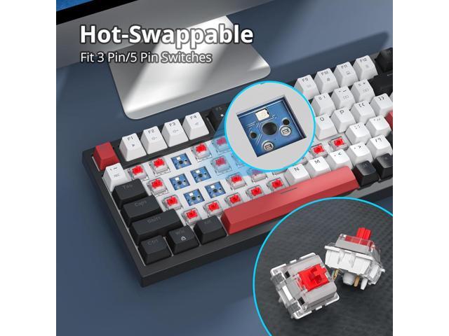 Guffercty kred 75% Percent Mechanical Keyboard with Knob, Gasket Mouted Wired TKL Gaming Keyboard 75 Percent Hot Swappable Programmable for Windows...