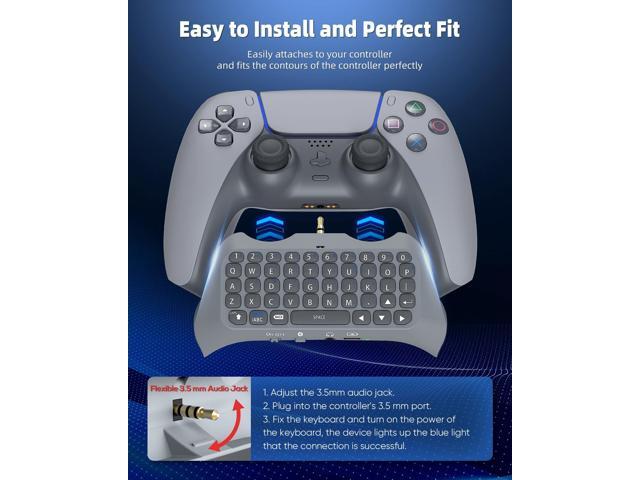 Wireless Controller Keyboard for PS5/PS5 Pro, Bluetooth 3.0Mini Portable Gamepad Chatpad with Built-in Speaker & 3.5MM Audio Jack for PS5/PS5 Pro...