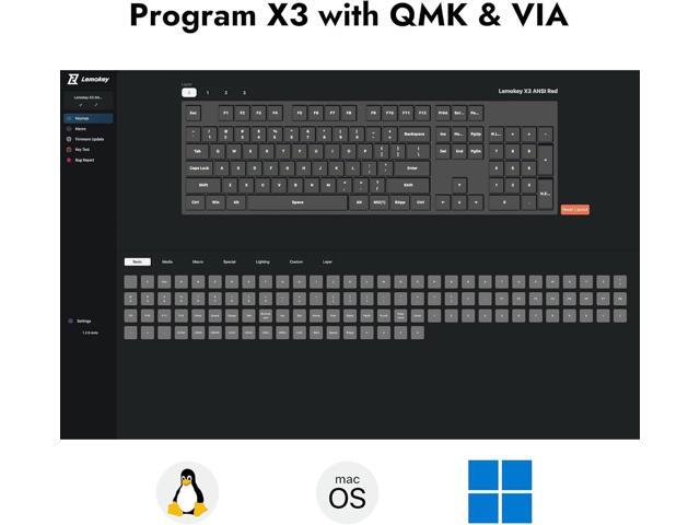 X3 Wired Mechanical Gaming Keyboard, 100% Layout with QMK/VIA Programmable Keyboard, Brown SwitchRed Backlit for Windows