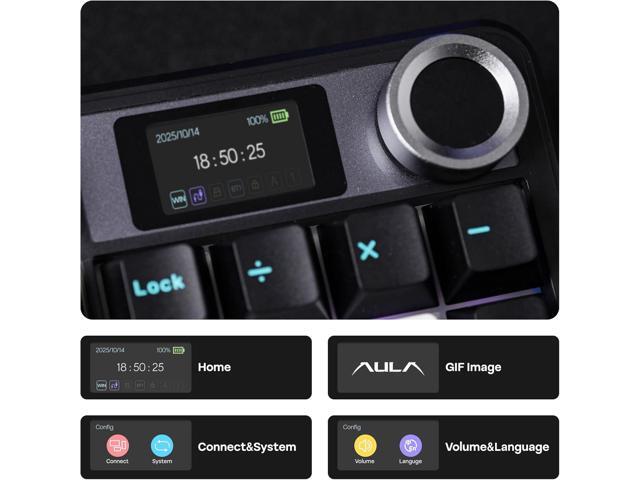 EPOMAKER X Aula F108 PRO Wireless Gaming Keyboard with Screen, 8000mAh Battery, 104 Hot-Swappable and Programmable Keys and Knob, RGB Backlight,...